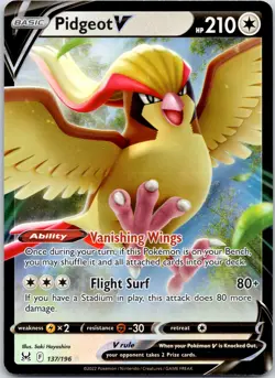 Pidgeot V #137/196 Holo SWSH11: Lost Origin Pokemon NM - Image 1