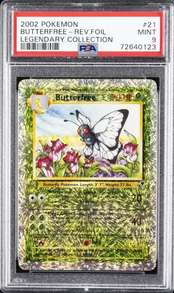 2002 POKEMON LEGENDARY COLLECTION #21 BUTTERFREE-REVERSE FOIL PSA 9 - Image 1