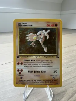 Pokemon TCG 1st Edition Hitmonlee Fossil 7/62 Holo Rare (Minor Holo Bleed) Read - Image 1