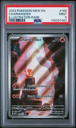 2023 POKEMON MEW EN-151 ILLUSTRATION RARE #168 CHARMANDER PSA 9 - Image 1