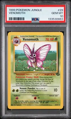 1999 POKEMON JUNGLE #29 VENOMOTH PSA 10 - Image 1