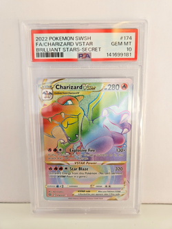 PSA 10 Charizard VSTAR 174 Pokemon Brilliant Stars 2022 Secret Rare SWSH - Image 1