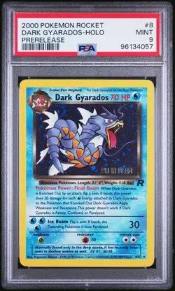 2000 POKEMON ROCKET PRERELEASE #8 DARK GYARADOS HOLO PSA 9 - Image 1