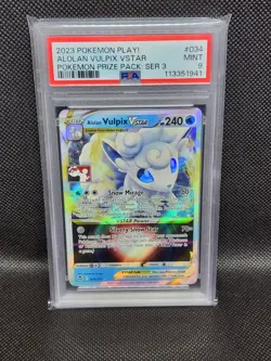 Pokemon Alolan Vulpix VSTAR 034/195 PSA 9 Prize Pack 3 Play Promo Near Mint - Image 1