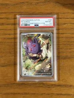2025 POKEMON JOURNEY TOGETHER POKEMON CENTER ETB PROMO #189 N'S ZORUA PSA 8.5 - Image 1