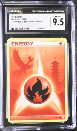 CGC 9.5 MINT+ Fire Energy 2010 HeartGold & SoulSilver 116/123 Pokemon Card - Image 1