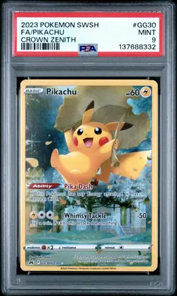 2023 POKEMON SWORD & SHIELD CROWN ZENITH #GG30 FULL ART/PIKACHU PSA 9 - Image 1