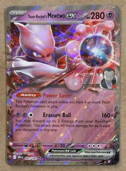 Team Rocket's Mewtwo Ex Holo Destined Rivals Double Rare 081/182 Pokemon TCG - Image 1