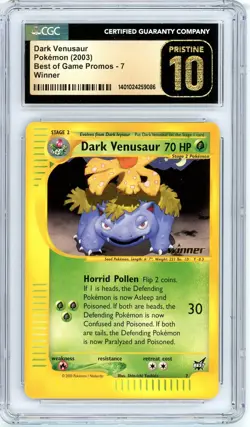 Pokemon Dark Venusaur #7 Best of Game Winner CGC Pristine 10 - Image 1