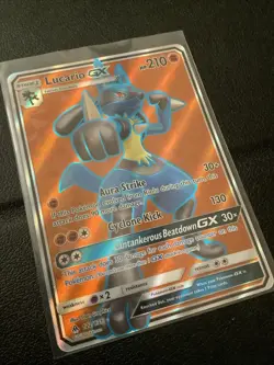 Pokemon Lucario GX 122/131 Sun & Moon Forbidden Light Holo Full Art TCG - Image 2