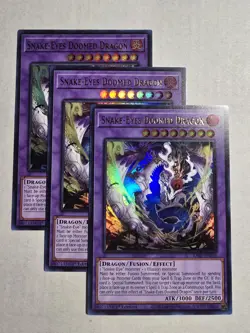 Yugioh! 3x Snake-Eyes Doomed Dragon RA05-EN039 Ultra Rare 1st Ed NM - Image 1
