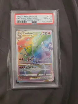 2022 Pokemon SWSH Brilliant Stars Secret #174 FA Charizard VStar PSA 10 GEM MINT - Image 2