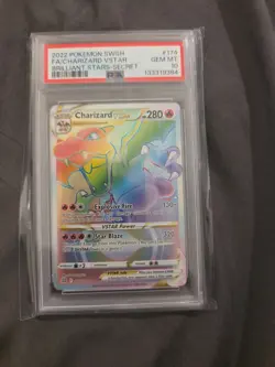 2022 Pokemon SWSH Brilliant Stars Secret #174 FA Charizard VStar PSA 10 GEM MINT - Image 3