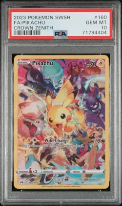 2023 POKEMON SWORD & SHIELD CROWN ZENITH #160 FULL ART/PIKACHU PSA 10 - Image 1