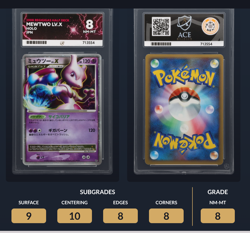 Pop 1 Mewtwo LV X Holo 2008 Half Deck Japanese - ACE 8 Graded - not psa Pokemon - Image 2