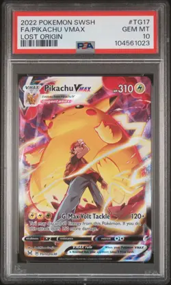 2022 POKEMON SWORD & SHIELD LOST ORIGIN #TG17 FULL ART/PIKACHU VMAX PSA 10 - Image 1