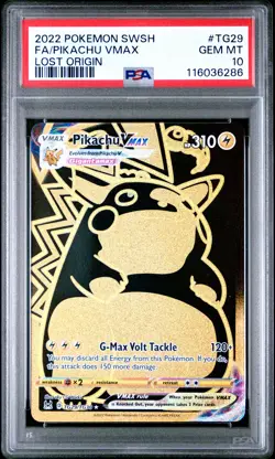 2022 POKEMON SWORD & SHIELD LOST ORIGIN #TG29 FULL ART/PIKACHU VMAX PSA 10 - Image 1