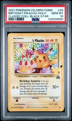 2021 POKEMON CELEBRATIONS CLASSIC COLLECTION #24 BIRTHDAY PIKACHU-HOLO PSA 10 - Image 1