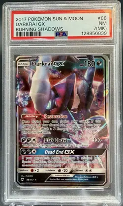 DARKRAI GX 2017 POKEMON SUN & MOON BURNING SHADOWS RARE 88/147 PSA 7 - Image 1