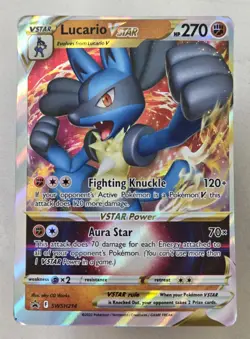 Lucario VStar Pokemon Black Star SWSH214 *Miscut ERROR* Alightment Dots Tcg - Image 1