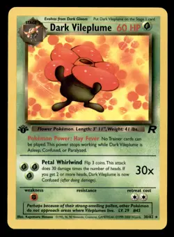 Dark Vileplume 30/82 Rare Team Rocket Pokemon 1st Edition Near Mint - Image 1