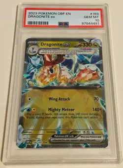 Dragonite ex 2023 Pokemon SV03: Obsidian Flames 159/197 Holo, PSA 10 🐉🔥 - Image 2