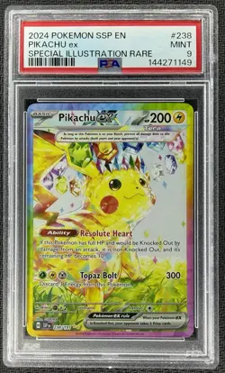 2024 Pokemon Surging Sparks Pikachu EX Special Illustration Rare 238/191 PSA 9 - Image 1