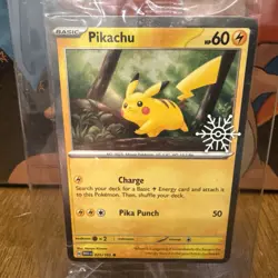 Pokemon TCG Pikachu 25/165 Snowflake Stamp Promo 2025 Holiday Advent Calendar - Image 1