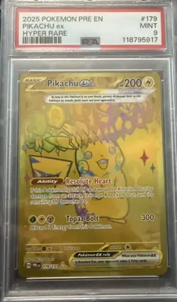 2025 POKEMON PRE EN-PRISMATIC EVOLUTIONS HYPER RARE #179 PIKACHU EX PSA 9 - Image 1