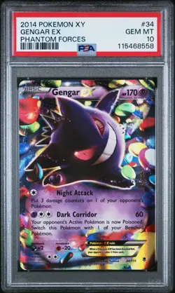 2014 Pokemon XY Phantom Forces Gengar Ex #34 PSA 10 - Image 1