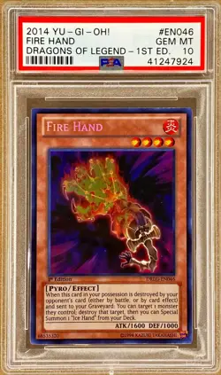 Yu-Gi-Oh! PSA 10 - 1ST ED. 'Fire Hand' DRLG-EN046 - SECRET RARE - ONLY ONE - Image 3