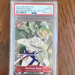 Roronoa Zoro OP01-025 English 1st Anniversary Foil Super Rare PSA 10 - Image 1