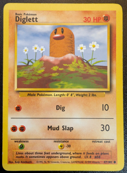 Diglett 47/102 Base Set Unlimited Pokemon Card - Image 1