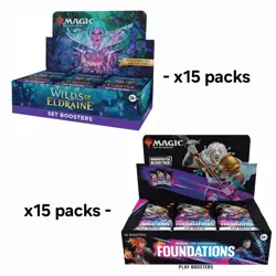 MTG Wilds of Eldraine + Foundations, [x30] Booster Lot - [x15/Set] - Image 1