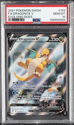 2021 POKEMON SWORD & SHIELD EVOLVING SKIES #192 FULL ART/DRAGONITE V PSA 10 - Image 1