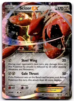 Scizor EX 76/122 Holo EX Rare BREAKpoint Pokemon Damaged - Image 1