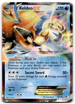 Keldeo EX 49/149 Holo EX Rare Boundaries Crossed Pokemon Holo Moderately Played - Image 1