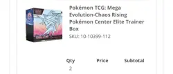 Chaos Rising Pokemon Center ETB Elite Trainer Box Pokemon PRESALE CONFIRMED - Image 2