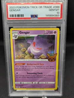 PSA 10 Gengar 066 Trick or Trade Pokemon 2023 Halloween Holo - Image 1
