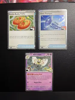 Pokemon 3 Card Cosmos Holo Prize Play Stamped Lot Of 3 Poffin, Ribombee + Mint - Image 1
