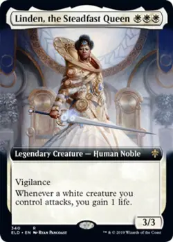 Linden the Steadfast Queen (Extended Art) -Foil Near Mint MTG Throne of Eldraine - Image 1