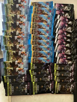 40x Mtg Play Booster Packs, Bloomburrow, Aetherdrift, Foundations, Edge Of Etern - Image 1