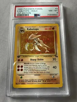 1999 POKEMON FOSSIL 1ST EDITION #9 KABUTOPS-HOLO PSA 8 - Image 1