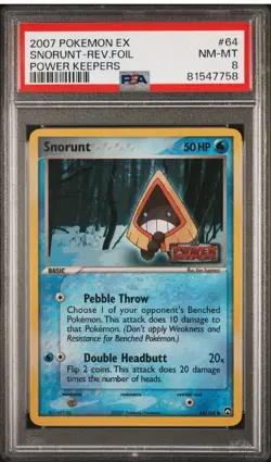 PSA 8 NM-MT Pokemon 2007 Ex Power Keepers Snorunt Reverse Rev Foil Holo #64 - Image 1