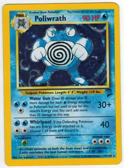 Poliwrath 15/130 - Base Set 2 Pokemon Card Holo - Damaged with crease - Image 1