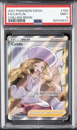 2021 POKEMON SWORD & SHIELD CHILLING REIGN #189 FULL ART/CAITLIN PSA 9 - Image 1
