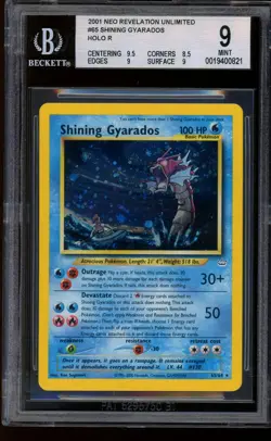 2001 Pokemon Shining Gyarados DOUBLE HOLO ERROR Neo Revelation Unlimited 65 BGS9 - Image 1
