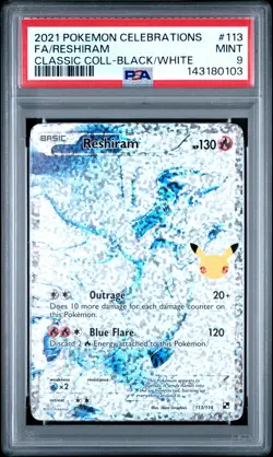 2021 POKEMON CELEBRATIONS CLASSIC COLL #113 FULL ART/RESHIRAM PSA 9 - Image 1