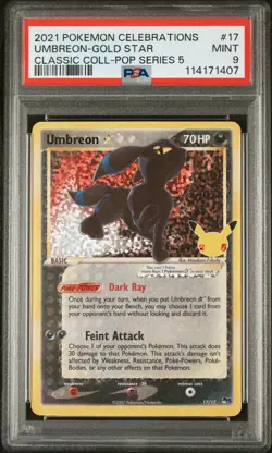 2021 POKEMON CELEBRATIONS CLASSIC COLLECTION #17 UMBREON-GOLD STAR PSA 9 - Image 1