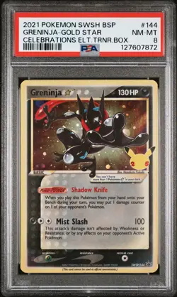 2021 POKEMON SWSH BLACK STAR PROMO #144 GRENINJA-GOLD STAR PSA 8 - Image 1